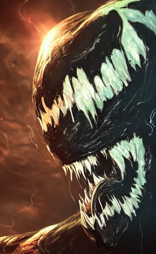 Image similar to venom as the scariest flash, dynamic lighting, fantasy concept art, trending on art station, stunning visuals, creative, cinematic, ultra detailed, ray tracing, sun rays, hyper realistic