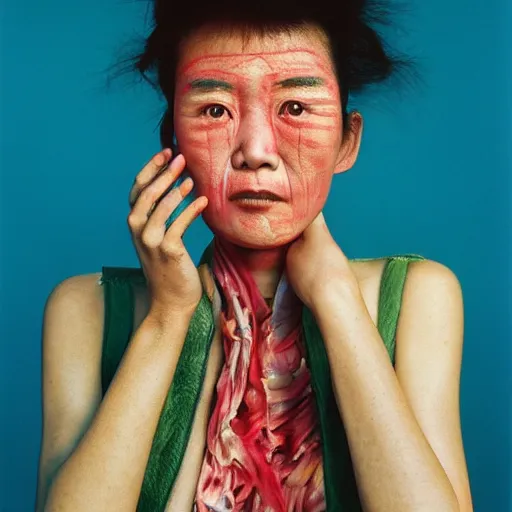 Image similar to photo of chinese beauty by Martin Schoeller by Terry Richardson by Richard Avedon, colorful, sharpen, 4k resolution, 85mm, award winning, detailed