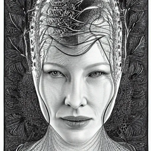 Image similar to Detailed drawing of cate blanchett From Art Forms in Nature by Ernst Haeckel