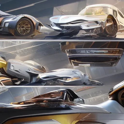 Image similar to car show several cars: motherboard forms designed by zaha hadid, sci-fi futuristic ultra realistic photography, keyshot render, octane render, unreal engine 5 lumen, high oiled liquid glossy specularity reflections, ultra detailed, golden hour, dramatic lighting 4k, 8k, 16k in the style ofblade runner 2049 Cyberpunk 2077 ghost in the shell thor 2 marvel film : tilt shift: sharp focus