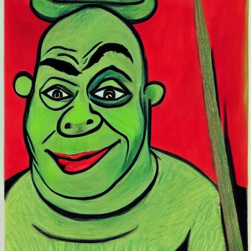 Prompt: portrait of shrek by picasso