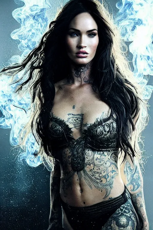 Image similar to Majestic and regal portrait of Megan fox made of smoke and fire!!, intricate, epic, elegant, menacing, fantasy, highly detailed, digital painting, hard focus, beautiful volumetric lighting, epic light, ultra detailed, souls, smoke, by Leesha Hannigan, Ross Tran, Thierry Doizon, Kai Carpenter, Ignacio Fernández Ríos