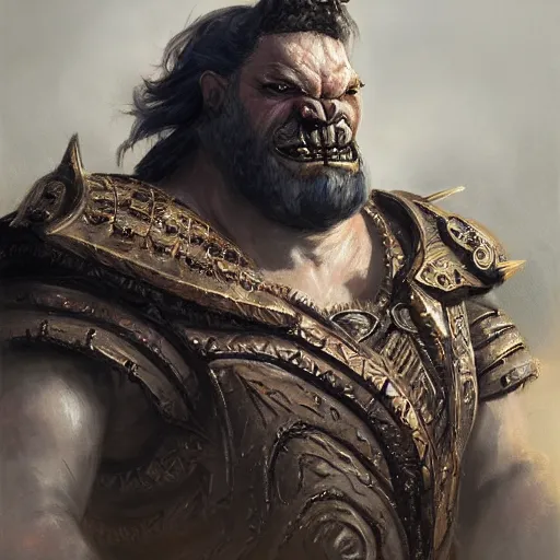 Image similar to portrait of a formal noble! barbarian orcish giant, imperial royal elegant clothing, rule of thirds, extremely detailed, striking, beautiful, artstation, concept art, matte, digital painting, sharp focus, art by greg rutkowski