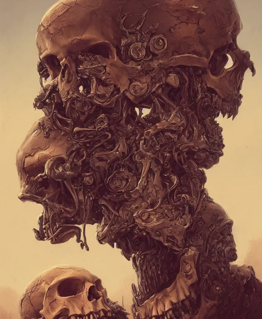 Prompt: portrait skull talking, illustrated by simon stalenhag and gaston bussiere, intricate, ultra detailed, photorealistic, vibrante colors, trending on artstation, 4 k, 8 k