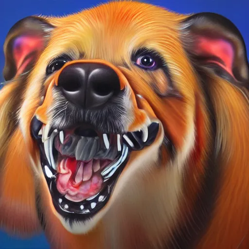 Prompt: high detail oil painting of a rabid dog, foaming with emoji faces, trending on artstation