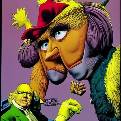 Image similar to big bird by artgem by brian bolland by alex ross by artgem by brian bolland by alex rossby artgem by brian bolland by alex ross by artgem by brian bolland by alex ross