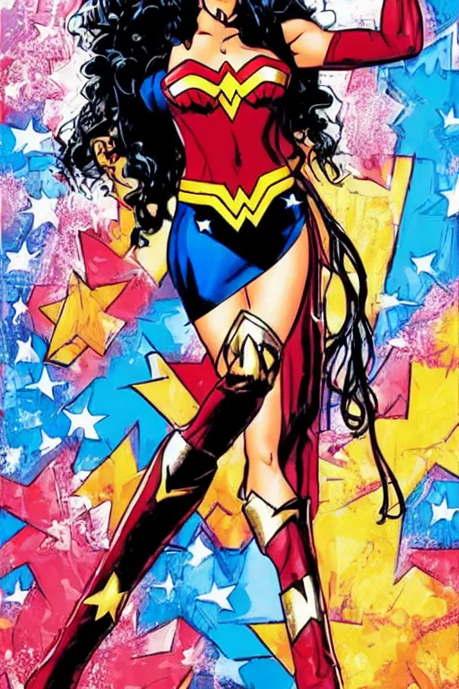 Image similar to aaliyah haughton as wonder woman, standing, full body, vector image, comic books style, very detailed, by jim lee, by todd mcfarlane, by rob liefeld