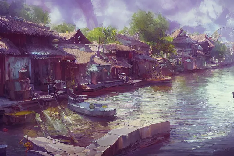 Image similar to summer water village by liquidcoco artstation