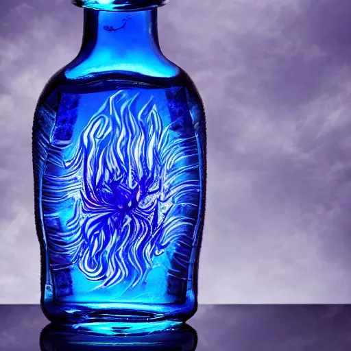 Image similar to blue fire in a bottle