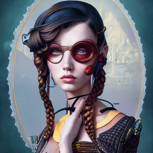 Image similar to Lofi steampunk portrait Pixar style by Tristan Eaton Stanley Artgerm and Tom Bagshaw, high detail.