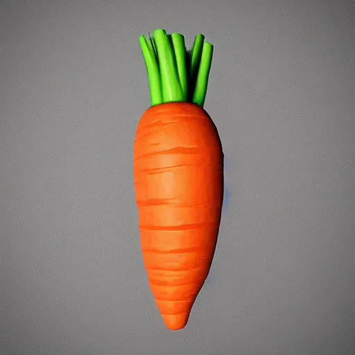 Image similar to a carrot, low quality, 3 d render, low poly,