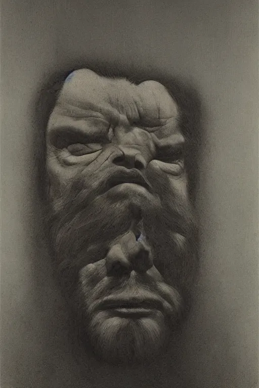 Image similar to portrait of Orson Welles by Zdzislaw Beksinski