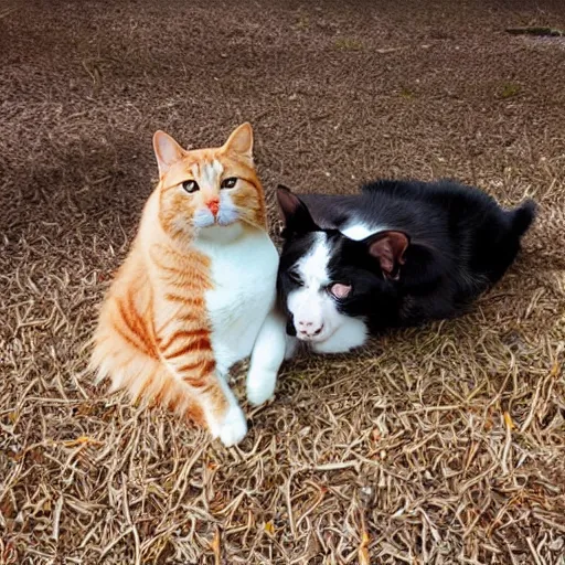 Prompt: a cat and dog hybrid, nature photography