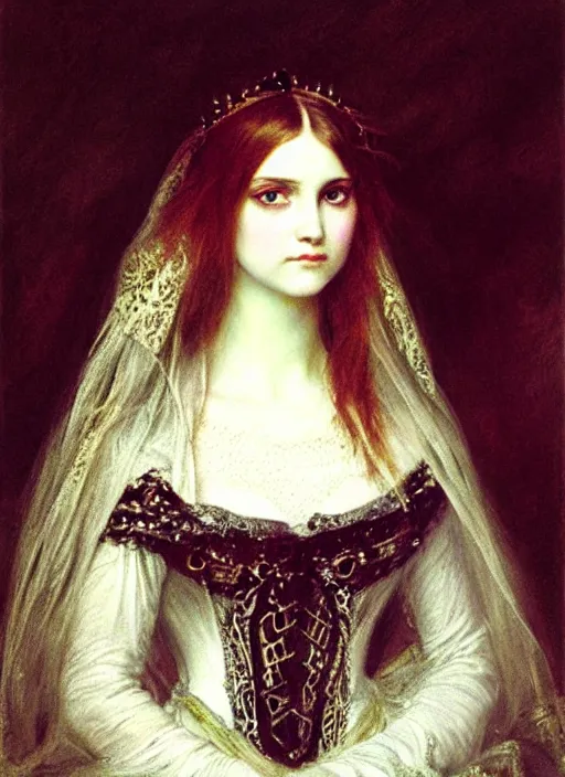 Prompt: gothic princess portrait. by william henry hunt, highly detailded