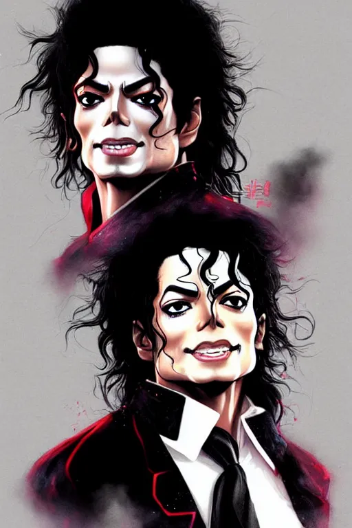 Prompt: michael jackson, manga cover art, detailed color portrait, artstation trending, 8 k, greg rutkowski