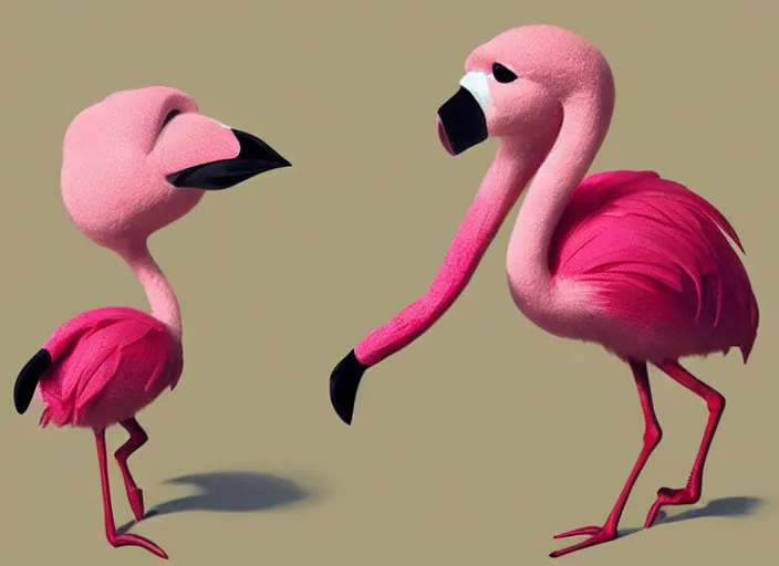 Image similar to award - winning detailed concept art of a cute iconic anthropomorphic flamingo character wearing a sweater. art by wlop on bcy. net, realistic. detailed feathers, art by cheng yi. artstationhd, artgerm, 3 dcg, pixar zootopia. 3 d rendering, high quality model sheet, donald. model sheet detailed