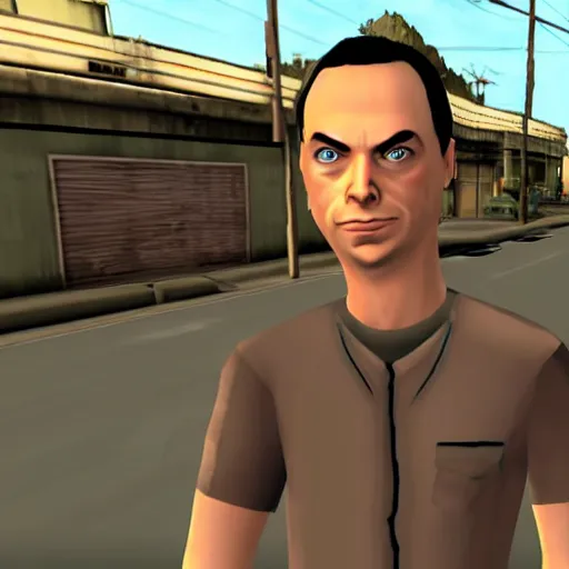 Image similar to sheldon cooper in gta San andreas screenshot