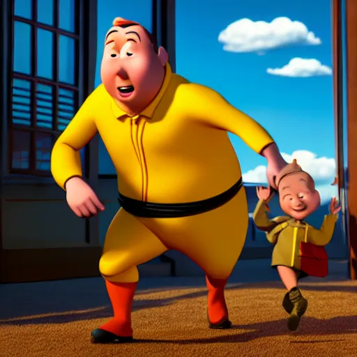 Image similar to tin tin, depicted as a pixar character, high quality cg render, 4 k