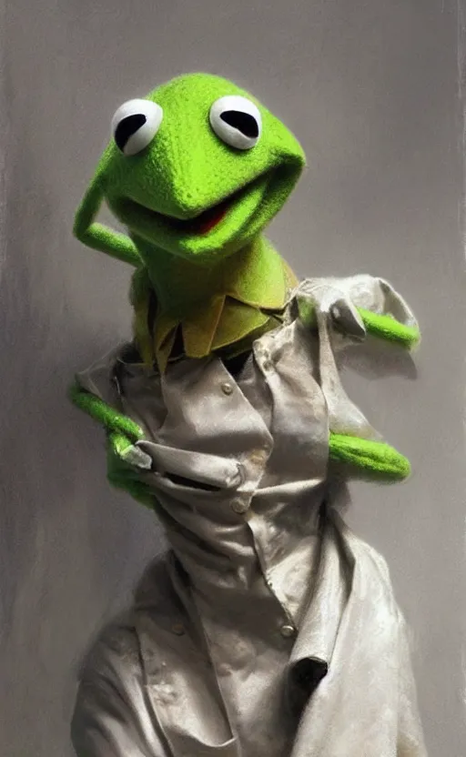 Image similar to kermit the frog by zhaoming wu, nick alm