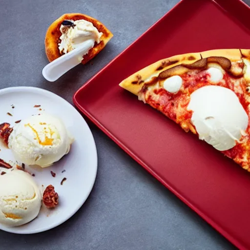 Image similar to pizza with ice cream on it