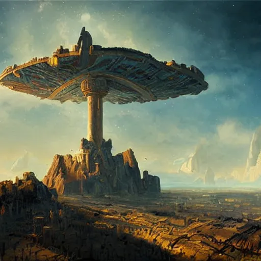 Image similar to sky islands populated by an ancient civilization, oil painting, by greg rutkowski