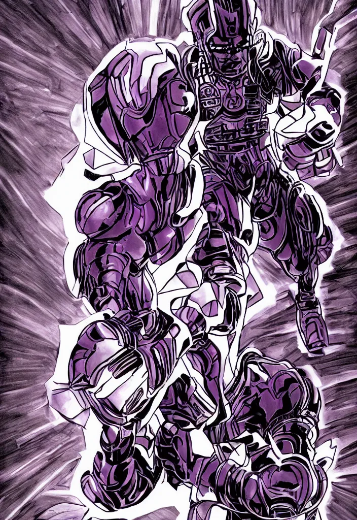 Image similar to Galactus, Jack Kirby, comic-book style drawing, dramatic lighting and pose