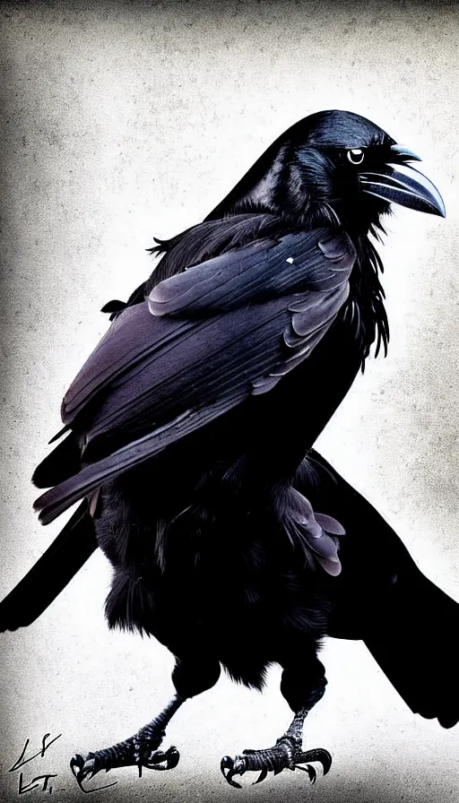 Prompt: epic professional digital art of a crow that is a human by lisa roet