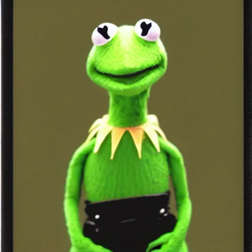 Prompt: polaroid shot of kermit the frog in the movie the matrix