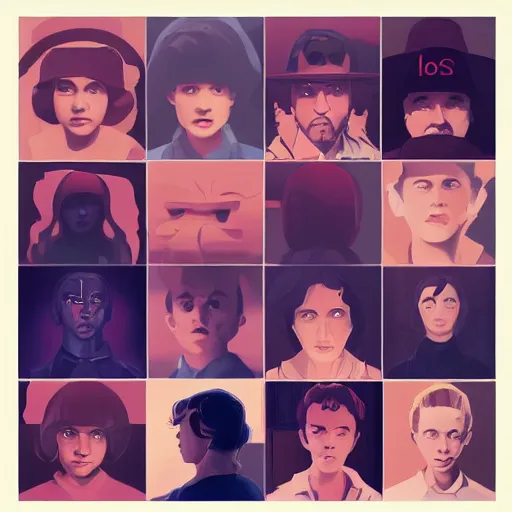 Image similar to face icon stylized minimalist stranger things, loftis, cory behance hd by jesper ejsing, by rhads, makoto shinkai and lois van baarle, ilya kuvshinov, rossdraws global illumination