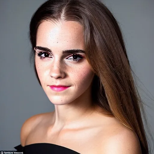 Image similar to a full - figure profile photograph of a woman who is a genetic combination of emma watson and kim kardashian