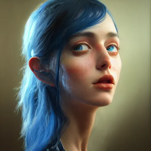 Prompt: a beautiful masterpiece painting of the last poet whispering,'if all can begin again, then everything must continue!'by juan gimenez, black hair blue eyes, award winning, trending on artstation, photorealistic, hyperrealism, octane render, unreal engine