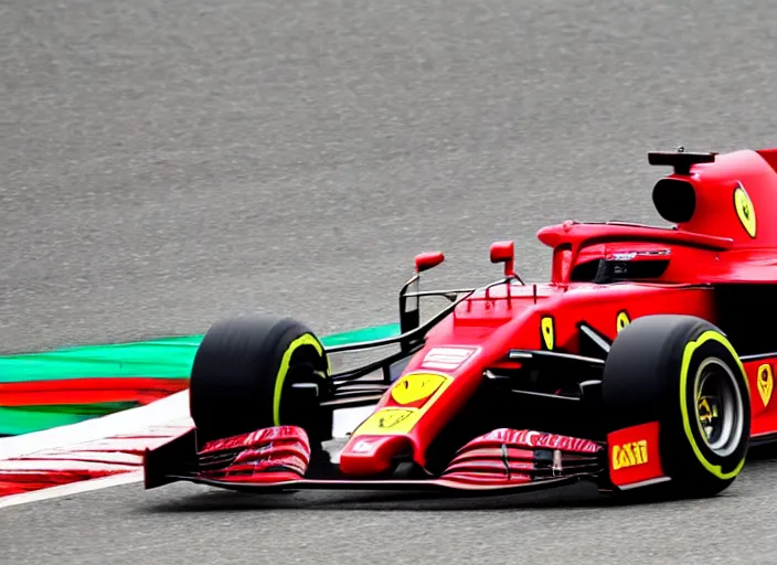 Prompt: live action photo of the 2 0 2 1 f 1 scuderia ferrari, 8 k, sports photography