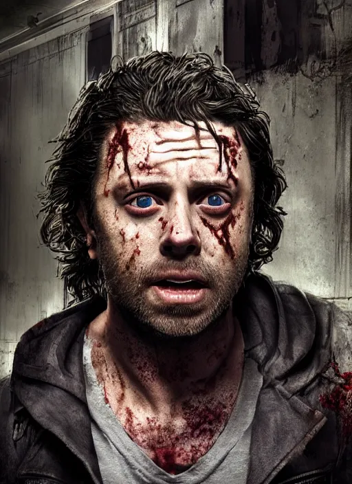 Image similar to joey from friends in the walking dead, face enhance, realistic, shaun of the dead, izombie, ultra detailed, octane render, lovecraftian, horror, dead space, the walking dead