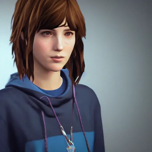 Image similar to A portrait photo of Max Caulfield, from the game Life is Strange, wearing Ravenclaw robes. in game capture