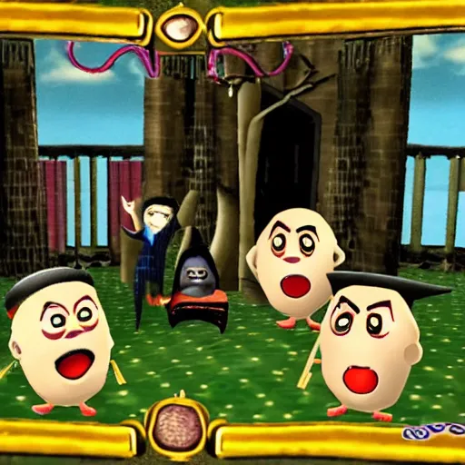 Image similar to the addams family with swords, all winking, Nintendo 64 Screenshot