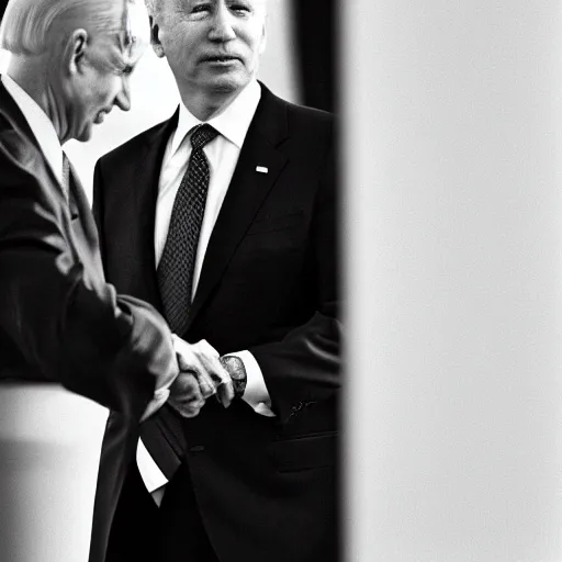 Image similar to president joe biden face to face with vladimir putin, nikon 3 5 mm, photograph