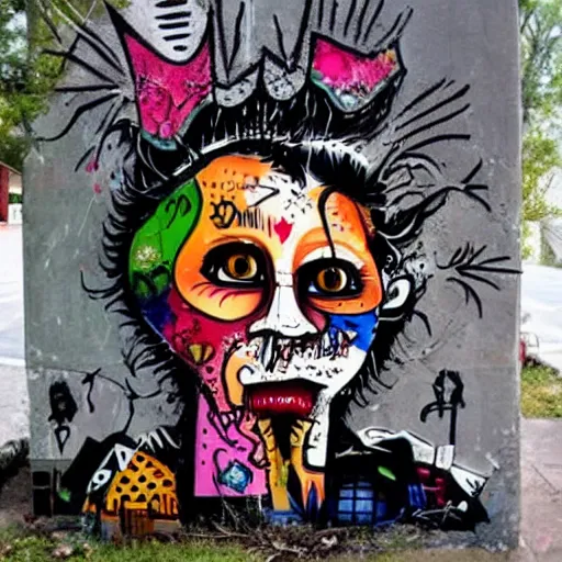 Image similar to transylvanian folk art, in the style of graffiti, made by david choe