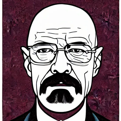 Image similar to art nouveau illustration of walter white