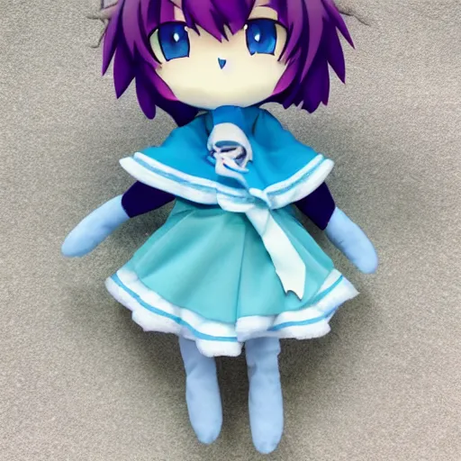 Prompt: cirno plush fumo, photo