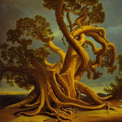 Image similar to tree with octopus roots, asher brown durand