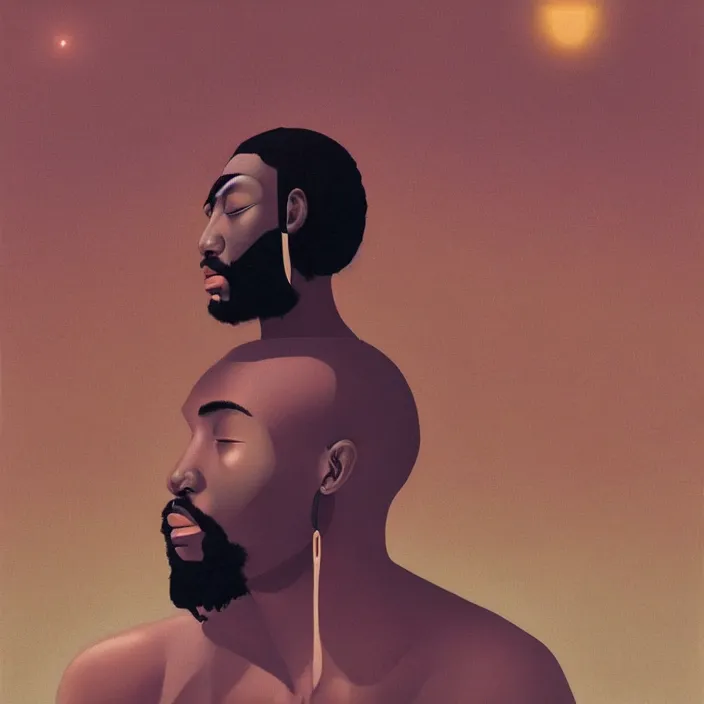 Prompt: a UFOs hovering over an African Jesus ,painting by Hsiao-Ron Cheng,