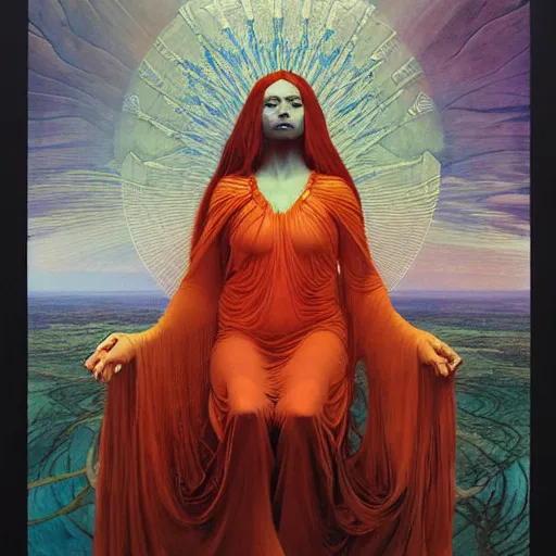 Prompt: queen of jupiter by zdzisław beksinski, zaha hadid and alphonse mucha