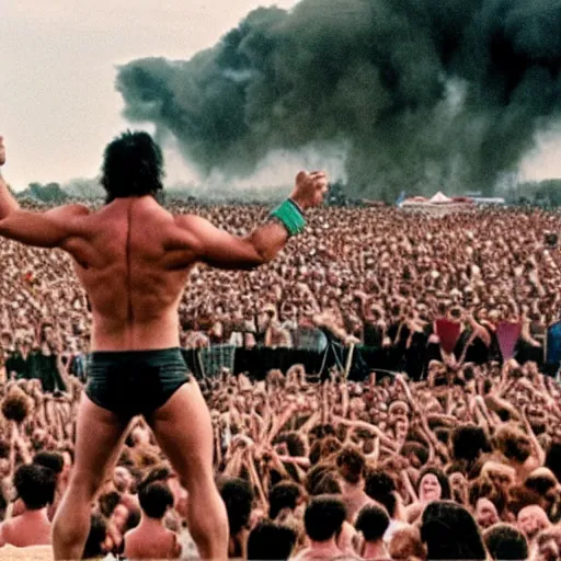 Image similar to hulk performing at woodstock