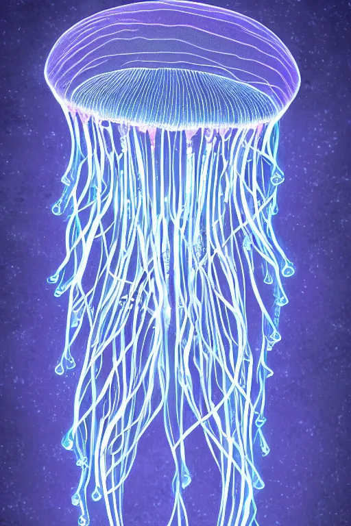 Prompt: luminescent jellyfish, symmetrical, highly detailed, digital art, sharp focus, skeleton, trending on art station, lavalamp