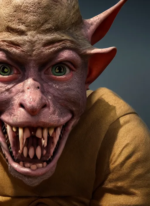 Prompt: closeup portrait of medieval goblin, depth of field, zeiss lens, detailed, symmetrical, centered, fashion photoshoot, by Annie Leibovitz and Steve McCurry, David Lazar, Jimmy Nelsson, Breathtaking, 8k resolution, extremely detailed, beautiful, establishing shot, artistic, hyperrealistic, beautiful face, octane render