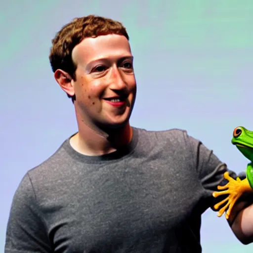 Image similar to mark zuckerberg holding a frog