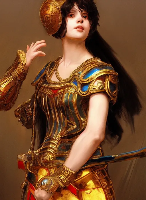 Image similar to portrait of an ancient roman character in incredible rich ornate armor, by ilya kuvshinov, by thomas lawrence, by bayard wu, trending on artstation, masterpiece