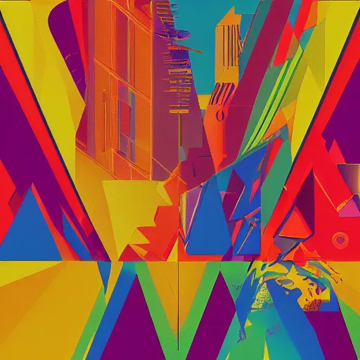 Image similar to an incredible abstract vector 80s album cover