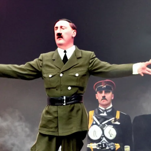 Image similar to hitler performing with bts