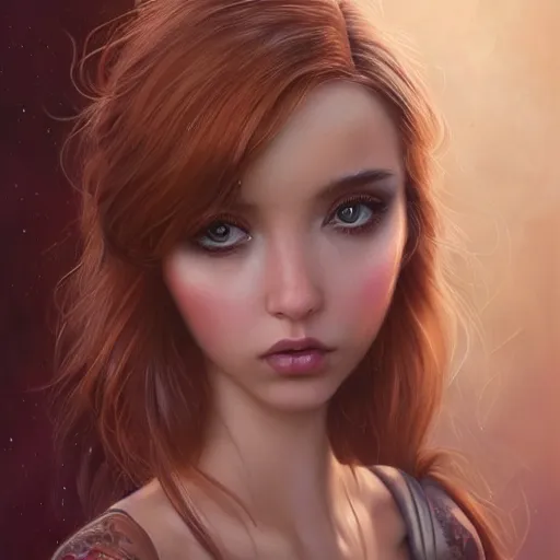 Prompt: tom bagshaw artstyle soft painting character concept centered portrait, long straight hair, tan - looking, beautiful genetic dollpunk cyberpunk mix of dove cameron madison beer bella poarch in a long night dress, professionally retouched, identical gazing eyes, insanely detailed, partial symmetrical accurate intricate features, focus, behance deviant art, 8 k masterpiece, tom bagshaw